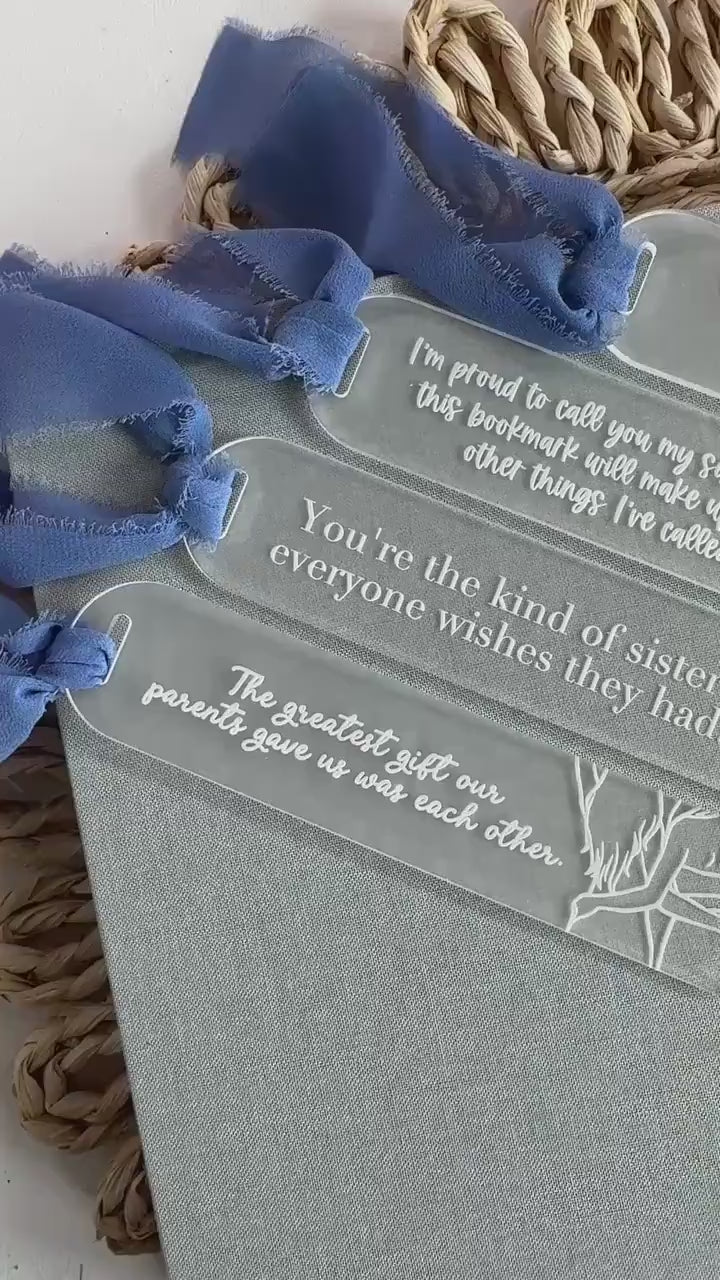 Sisters Acrylic Bookmark with Thoughful Quote Sweet Book Gift Sibling Gift Just Because Reader Gift Cute Gift for Reader Gift for Book Lover