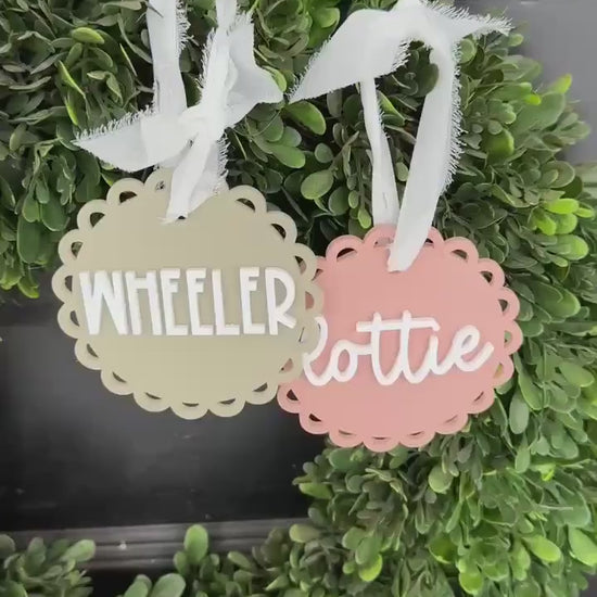 Name Tag Basket Label Custom Acrylic Stair Basket Personalized Tag for Backpacks Luggage Sports Bags Gift for Kids Scallop Easter Basket Tag