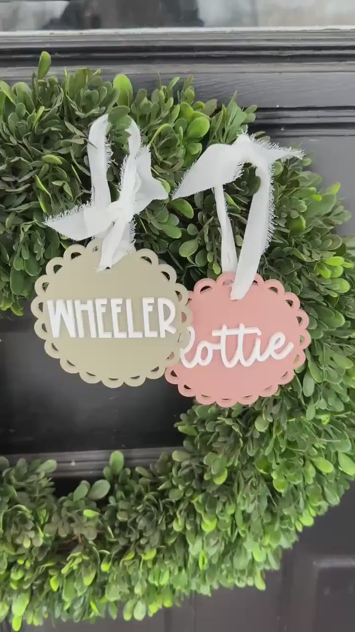 Name Tag Basket Label Custom Acrylic Stair Basket Personalized Tag for Backpacks Luggage Sports Bags Gift for Kids Scallop Easter Basket Tag