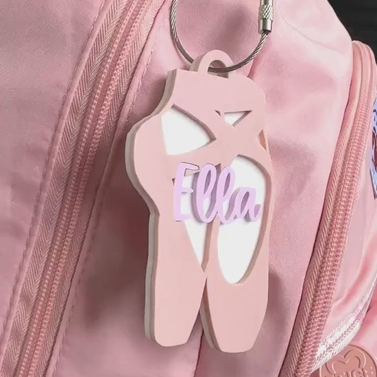 Ballet Bag Tag Personalized Gift for Dancer Keychain Dance Gift for Girl Stocking Stuffer Ballerina Keychain Pointe Shoes Dance Studio Gift