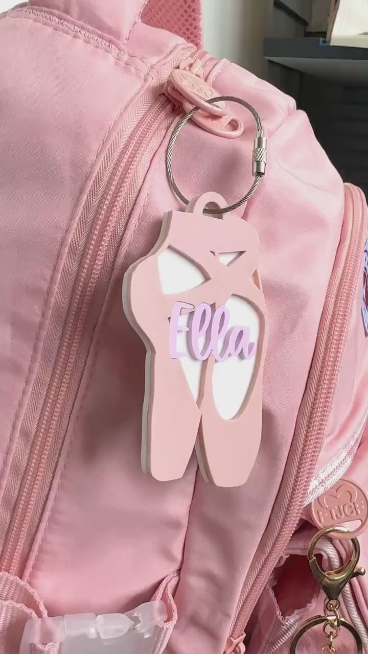 Ballet Bag Tag Personalized Gift for Dancer Keychain Dance Gift for Girl Stocking Stuffer Ballerina Keychain Pointe Shoes Dance Studio Gift