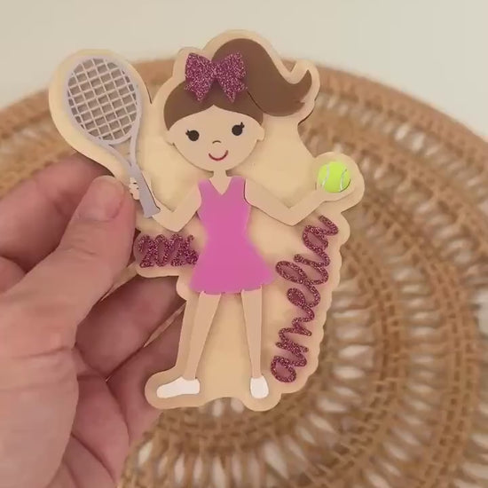 Tennis Christmas Ornament for Tennis Team Gift for Tennis Player Personalized Keepsake Acrylic Backpack Tag Birthday Present for Athlete