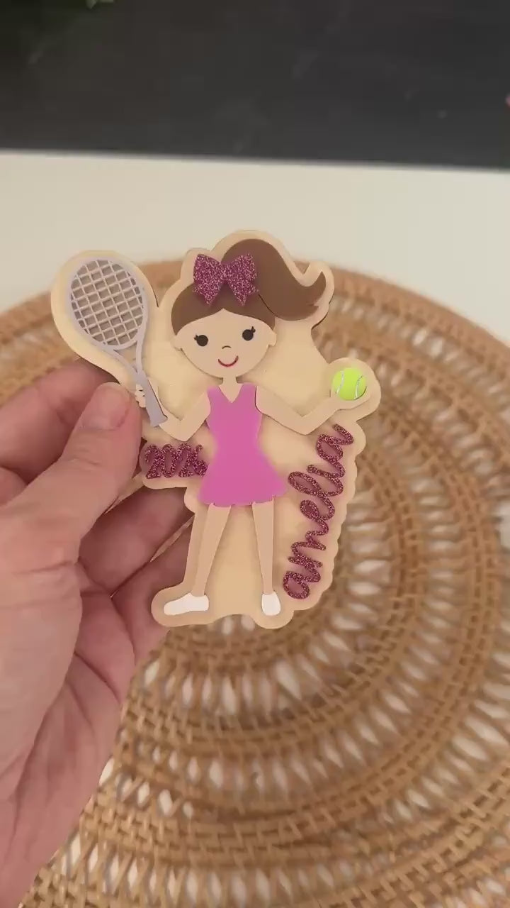 Tennis Christmas Ornament for Tennis Team Gift for Tennis Player Personalized Keepsake Acrylic Backpack Tag Birthday Present for Athlete