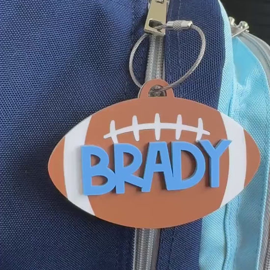 Football Bag Tag Personalized Gift Custom Name Backpack Keychain for Player Sports Gear Tag for Football Team Gift Idea Stocking Stuffer