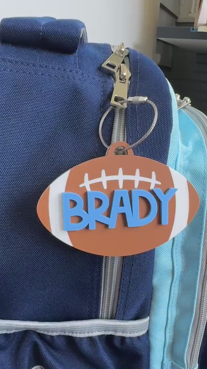 Football Bag Tag Personalized Gift Custom Name Backpack Keychain for Player Sports Gear Tag for Football Team Gift Idea Stocking Stuffer