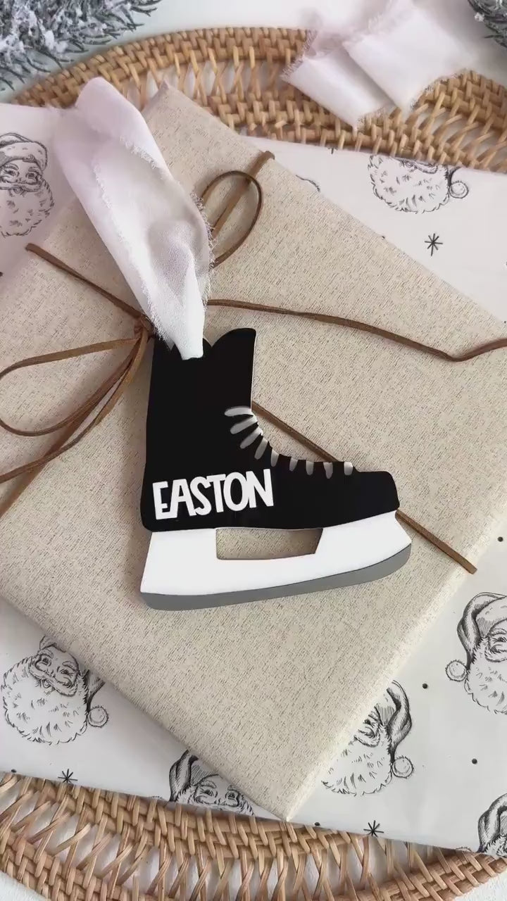 Hockey Skate Ornament for Kids Custom Name Hockey Christmas Ornament Personalized Hockey Team Gift Hockey Coach Gift Hockey Stocking Stuffer