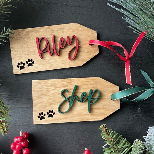 Pet Stocking Tag - Wood Lettering