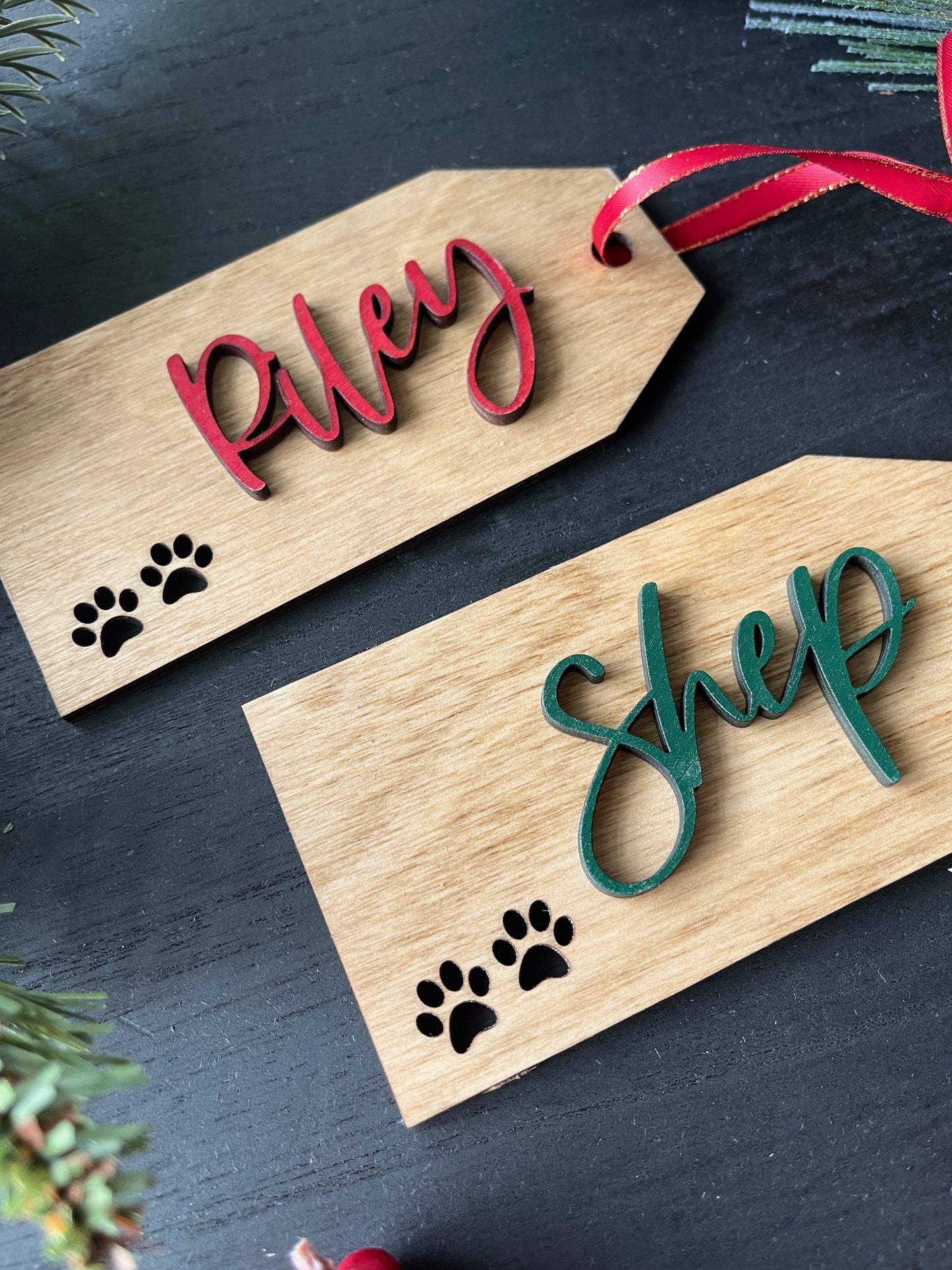 Pet Stocking Tag - Wood Lettering