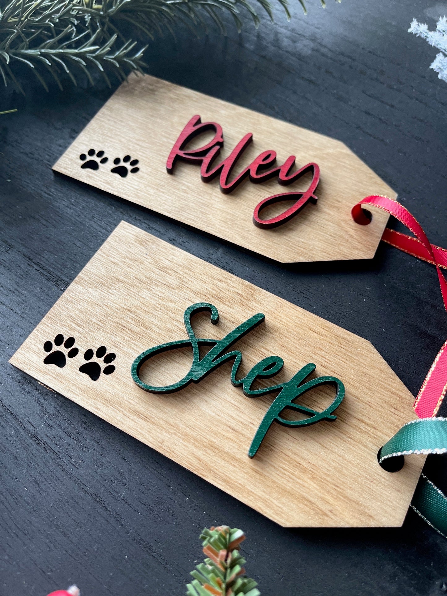 Pet Stocking Tag - Wood Lettering