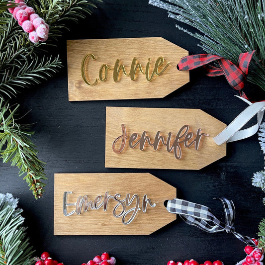 Stocking Tag - Mirrored Acrylic Lettering